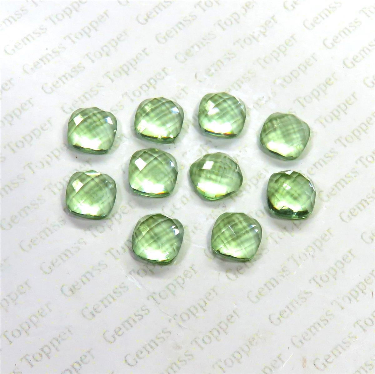 Green Amethyst 10x10 mm Cushion Checker